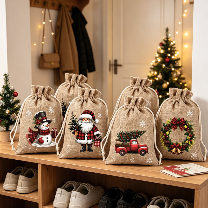 🎄🎁 Ditch Disposable Wrapping Paper! Special Offer Reusable Festive Drawstring Gift Bags
