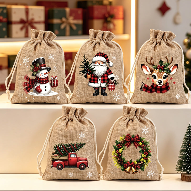 🎄🎁 Ditch Disposable Wrapping Paper! Special Offer Reusable Festive Drawstring Gift Bags