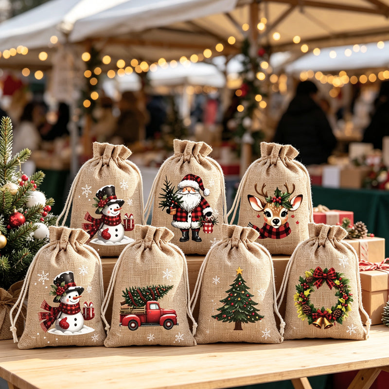 🎄🎁 Ditch Disposable Wrapping Paper! Special Offer Reusable Festive Drawstring Gift Bags