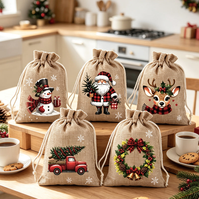 🎄🎁 Ditch Disposable Wrapping Paper! Special Offer Reusable Festive Drawstring Gift Bags