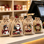🎄🎁 Ditch Disposable Wrapping Paper! Special Offer Reusable Festive Drawstring Gift Bags