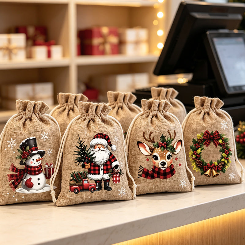🎄🎁 Ditch Disposable Wrapping Paper! Special Offer Reusable Festive Drawstring Gift Bags