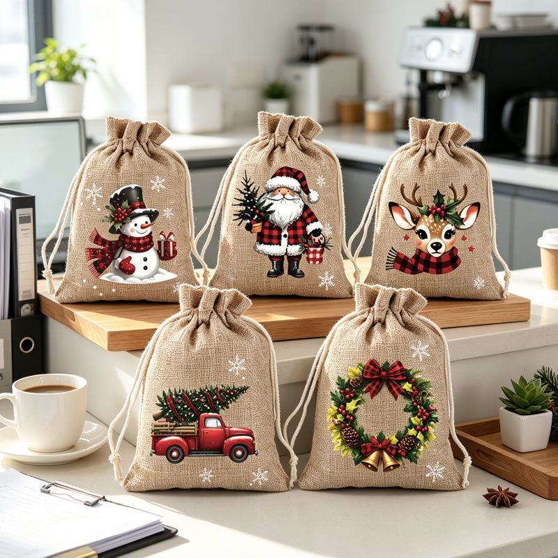 🎄🎁 Ditch Disposable Wrapping Paper! Special Offer Reusable Festive Drawstring Gift Bags