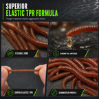 ⏰Buy 3  Get 2 Free 🔥 Simulation Earthworm Soft Fishing Lures Shrimp Scented Artificial Worm Baits for Freshwater and Saltwater Pack of 50 or 100