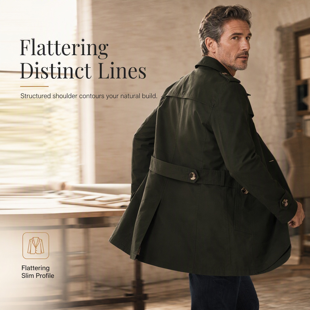 Mid-length fit and clean lines of men's outerwear