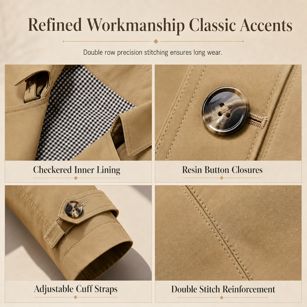 Checkered lining detail inside men's casual cotton jacket