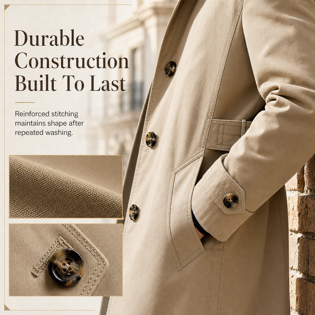 Washed cotton outerwear construction detail