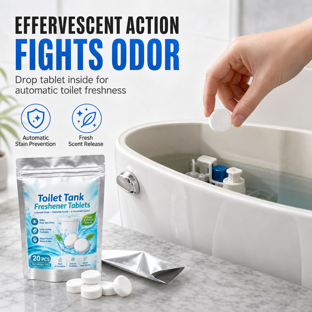 🔥BUY 3 GET 2 FREE🔥20 Pack White Round Effervescent Toilet Tank Freshener and Deodorizer Tablets