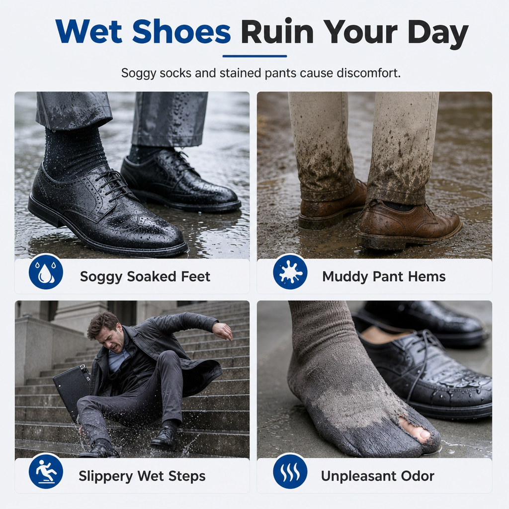 🌧️ Keep Shoes Dry! Reusable High‑Top Rain Shoe Covers, Non‑Slip
