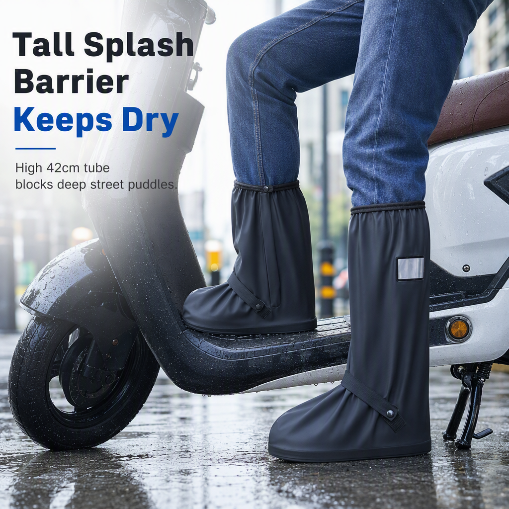 🌧️ Keep Shoes Dry! Reusable High‑Top Rain Shoe Covers, Non‑Slip