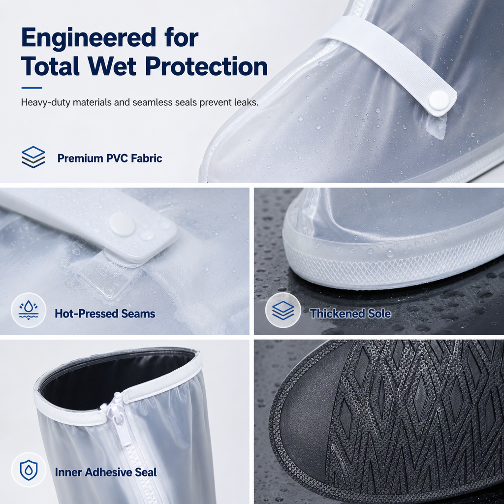 🌧️ Keep Shoes Dry! Reusable High‑Top Rain Shoe Covers, Non‑Slip