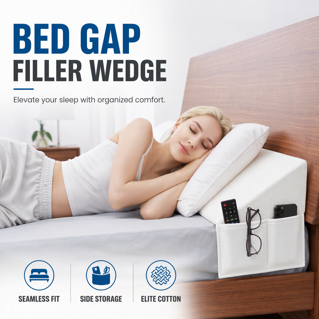 📚Triangular Wedge Reading Pillow | Built-in Side Pocket, Headboard Support Cushion