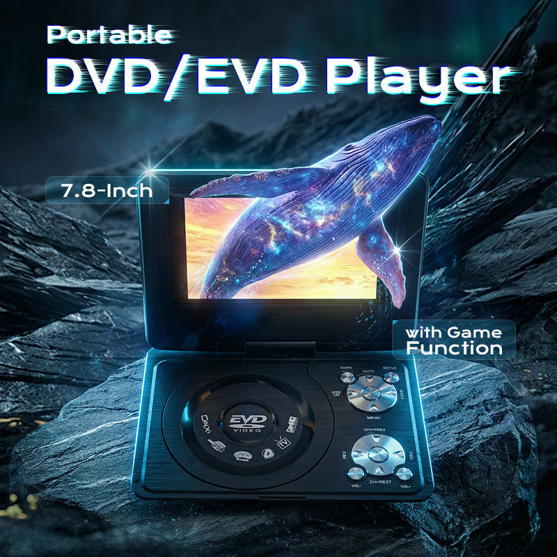📀7.8" Portable DVD/EVD Player – Built-In Games, No Wi-Fi Required for Kids