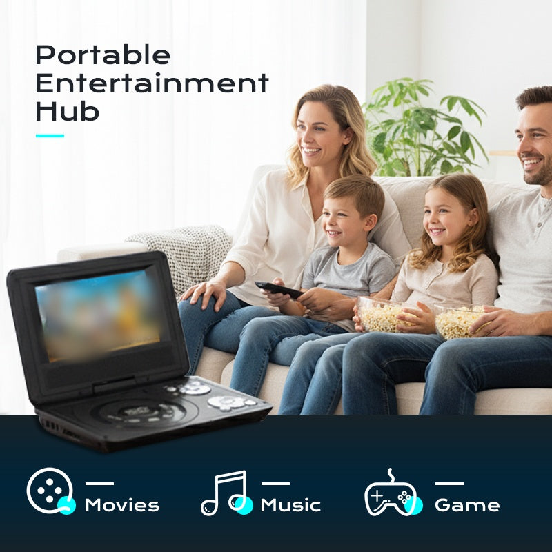 📀7.8" Portable DVD/EVD Player – Built-In Games, No Wi-Fi Required for Kids