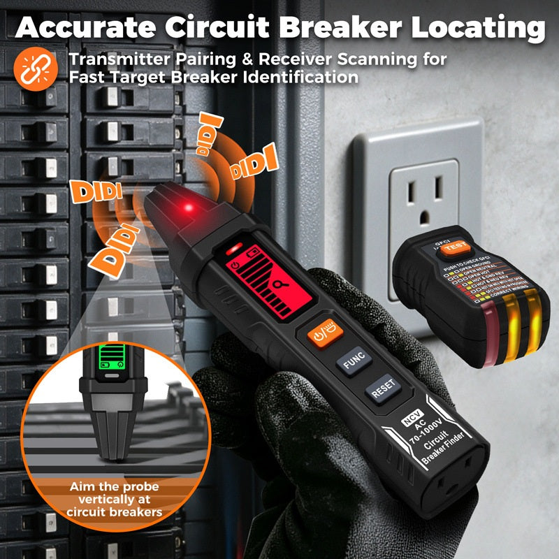 ⚡Tired of guessing which breaker controls your outlet? Digital Circuit Breaker Finder with Built-in Socket Tester
