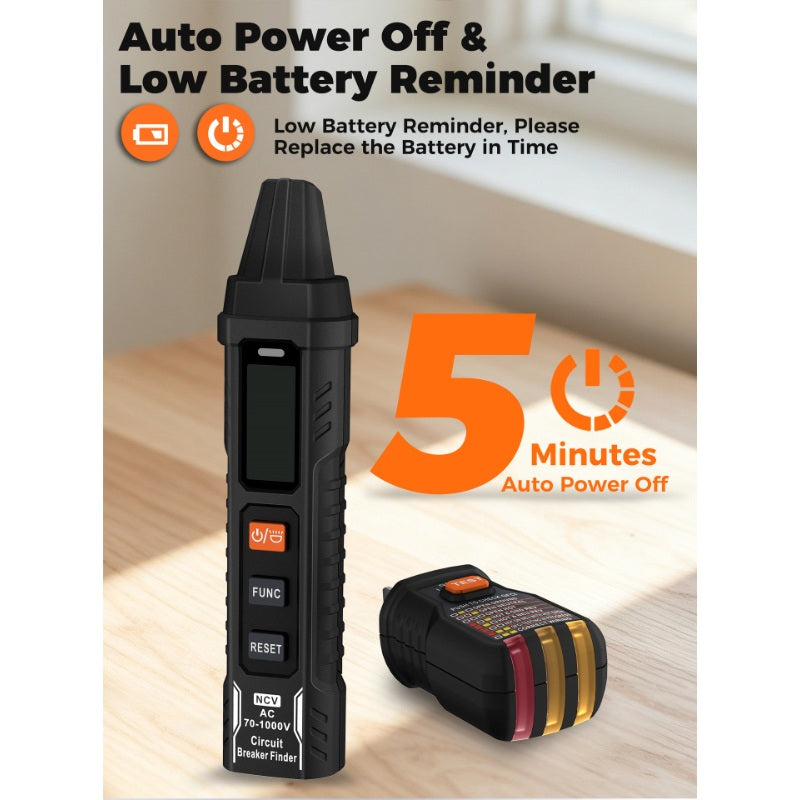 ⚡Tired of guessing which breaker controls your outlet? Digital Circuit Breaker Finder with Built-in Socket Tester