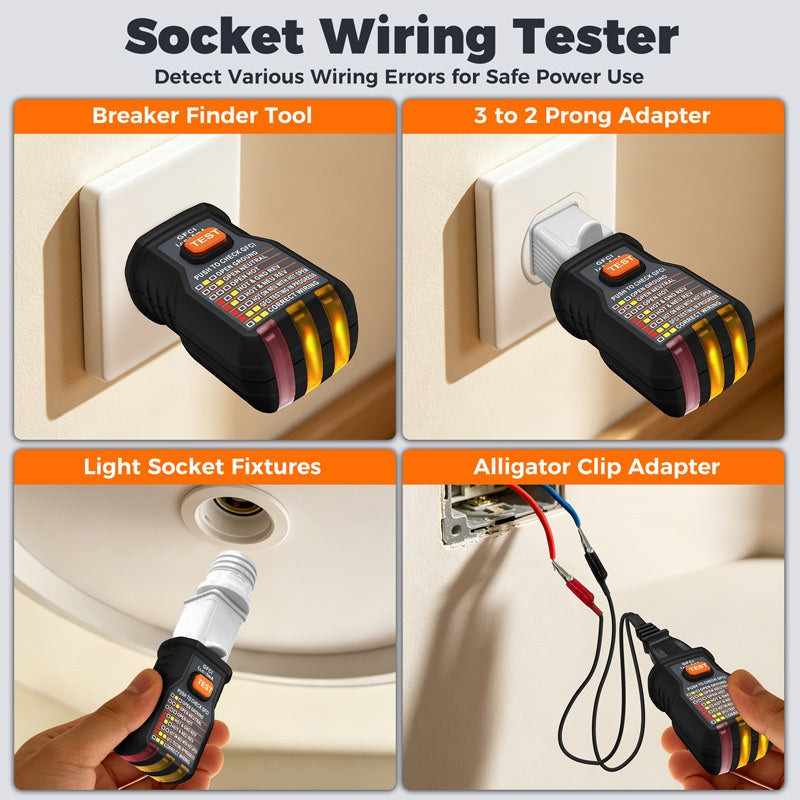 ⚡Tired of guessing which breaker controls your outlet? Digital Circuit Breaker Finder with Built-in Socket Tester