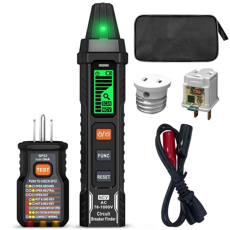 ⚡Tired of guessing which breaker controls your outlet? Digital Circuit Breaker Finder with Built-in Socket Tester