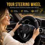 💎Glitter Crystal Steering Wheel Cover | Elastic Leather, Non-Slip, Bling Rhinestone Auto Interior Wheel Protector