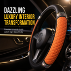 💎Glitter Crystal Steering Wheel Cover | Elastic Leather, Non-Slip, Bling Rhinestone Auto Interior Wheel Protector