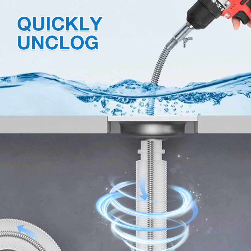 🚰Fix Clogged Pipes Fast! 🛠️Electric Drill Driven Drain Dredging Spring