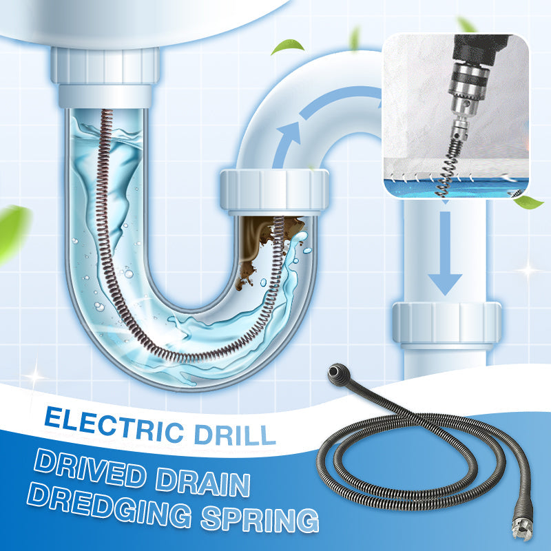 🚰Fix Clogged Pipes Fast! 🛠️Electric Drill Driven Drain Dredging Spring