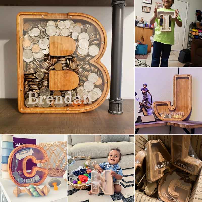 🎁Custom Engraved Wooden Piggy Bank | Personalized Keepsake Gift for Boys & Girls