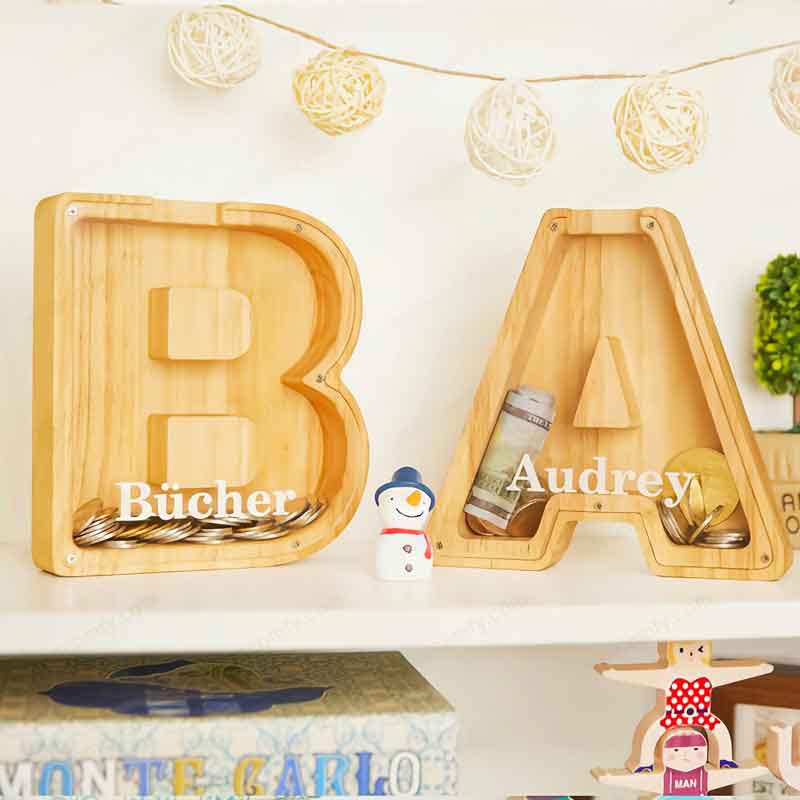 🎁Custom Engraved Wooden Piggy Bank | Personalized Keepsake Gift for Boys & Girls