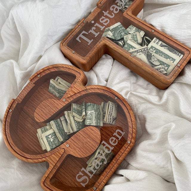 🎁Custom Engraved Wooden Piggy Bank | Personalized Keepsake Gift for Boys & Girls