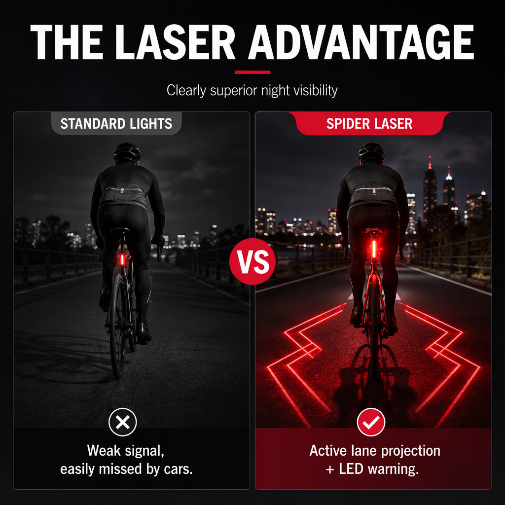 🚴 LIMITED TIME | 48% OFF! 🔴 Rechargeable Bike Rear Safety Light – Laser Signal, IPX5 Waterproof & USB Charging 💡