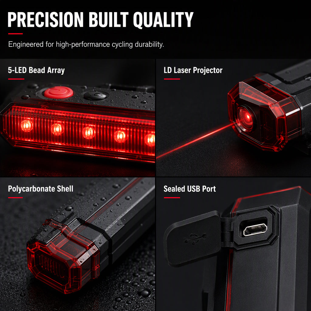 🚴 LIMITED TIME | 48% OFF! 🔴 Rechargeable Bike Rear Safety Light – Laser Signal, IPX5 Waterproof & USB Charging 💡