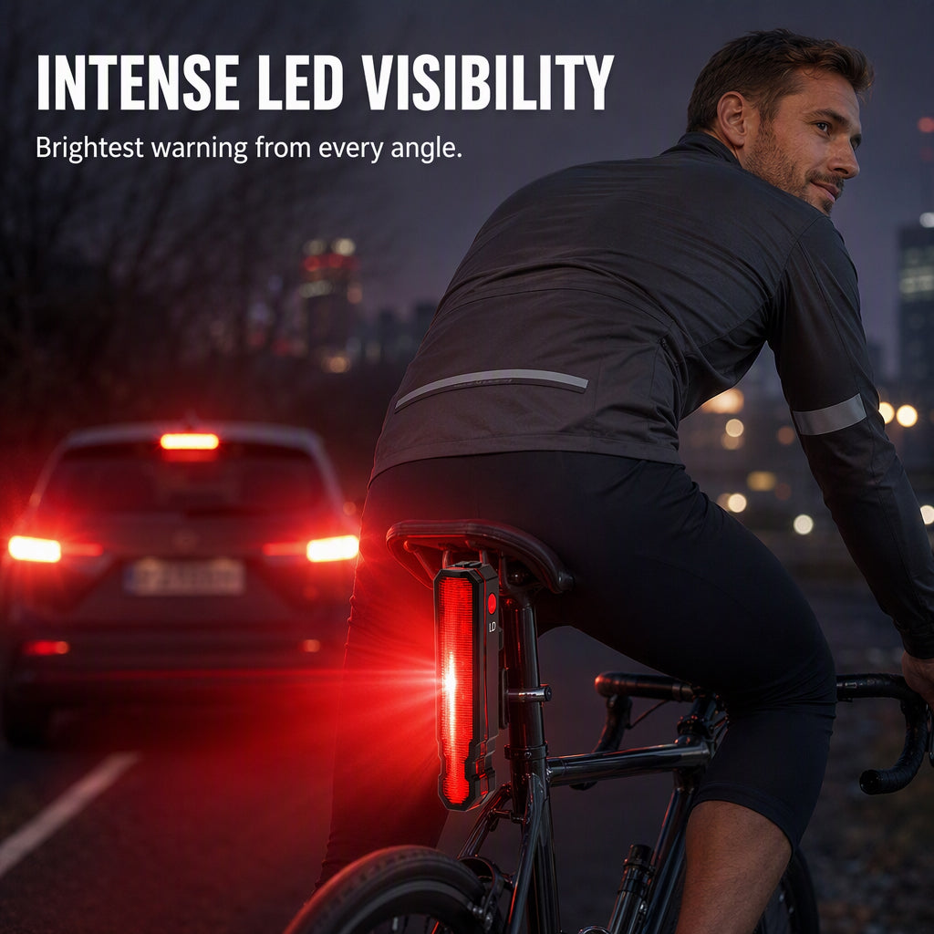 🚴 LIMITED TIME | 48% OFF! 🔴 Rechargeable Bike Rear Safety Light – Laser Signal, IPX5 Waterproof & USB Charging 💡
