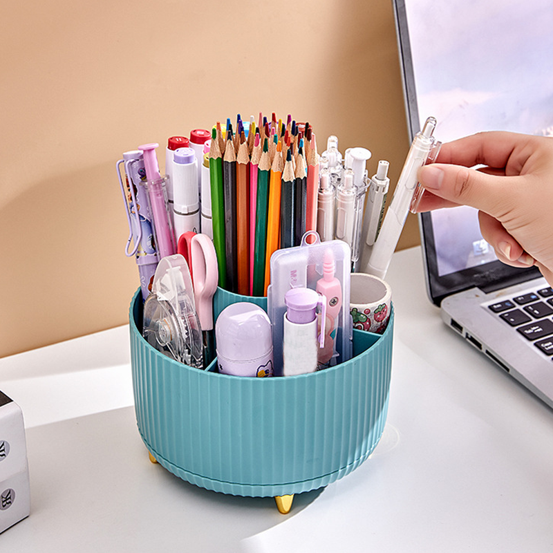 ✨360° Rotating Desk Organizer | Multi Compartment Storage for Office Supplies & Vanity Makeup