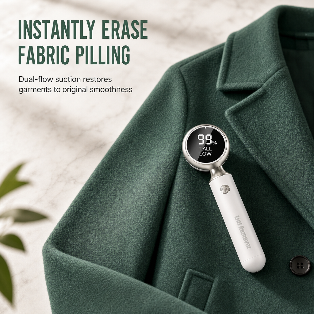 ✨ Rechargeable Fabric Shaver & Lint Remover – Smart LED Display, 2 Speeds, Type-C Charging, 800mAh Battery