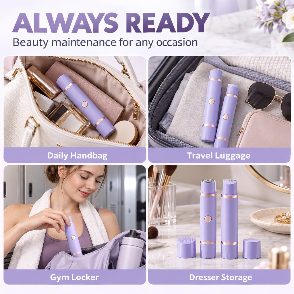 Portable Electric Hair Remover – Dual Head Body & Bikini Trimmer, Gentle Mesh Blades, Safety Guards for Sensitive Skin, Painless Smooth Hair Removal