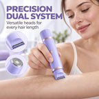 Portable Electric Hair Remover – Dual Head Body & Bikini Trimmer, Gentle Mesh Blades, Safety Guards for Sensitive Skin, Painless Smooth Hair Removal