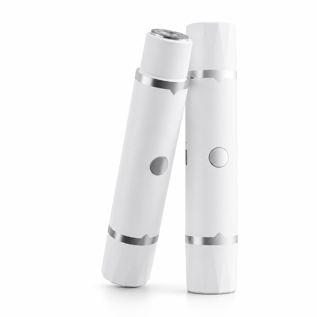 Portable Electric Hair Remover – Dual Head Body & Bikini Trimmer, Gentle Mesh Blades, Safety Guards for Sensitive Skin, Painless Smooth Hair Removal
