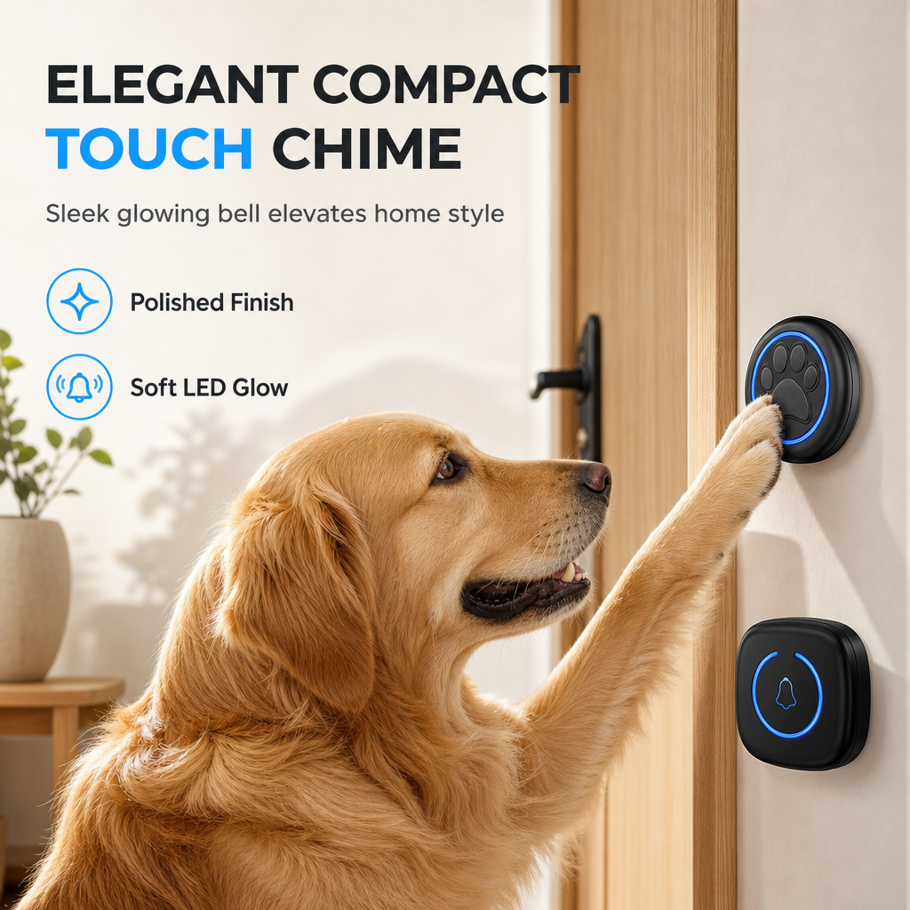 Wireless Touch Sensor Dog Doorbell, Touch Activated Potty Training Bell for Pets