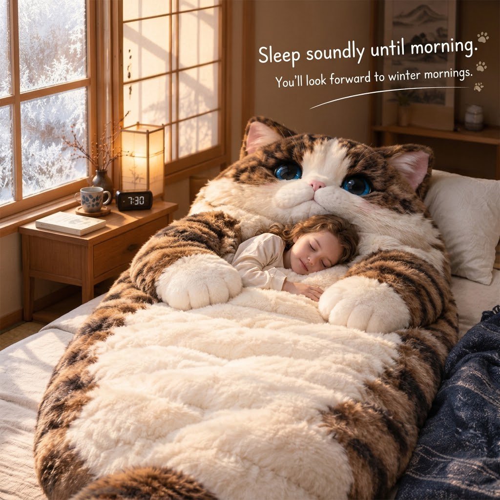 🔥Hot Seller🐱Warm Plush Cat-Themed Sleeping Bag for Adults｜Thick Winter Wearable Sleep Bag!